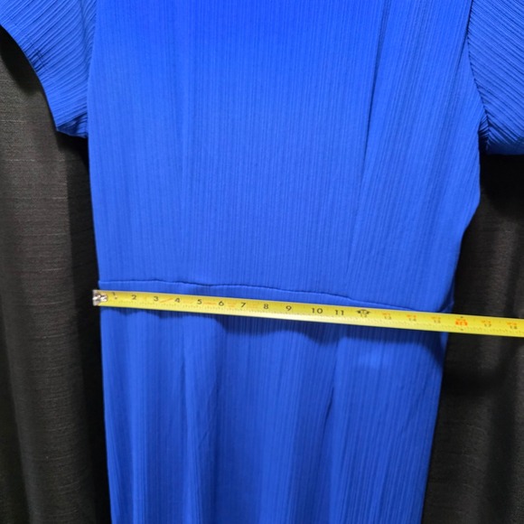 NWT Liz Claiborne Womens Blue Ribbed Side Twist Midi Dress Short Sleeve Size L - Picture 3 of 10